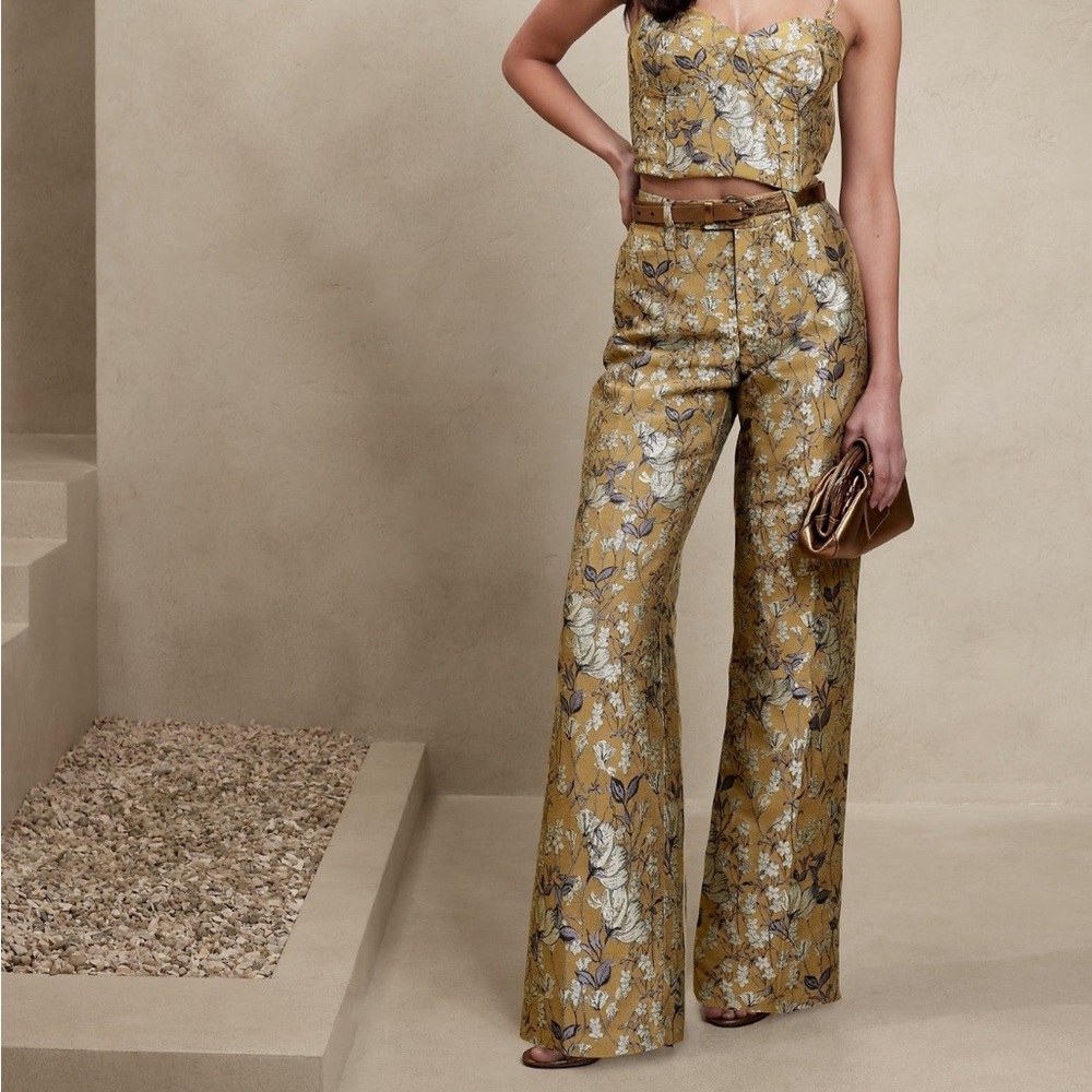 Eclat Wide-Leg Brocade Pant | Banana Republic